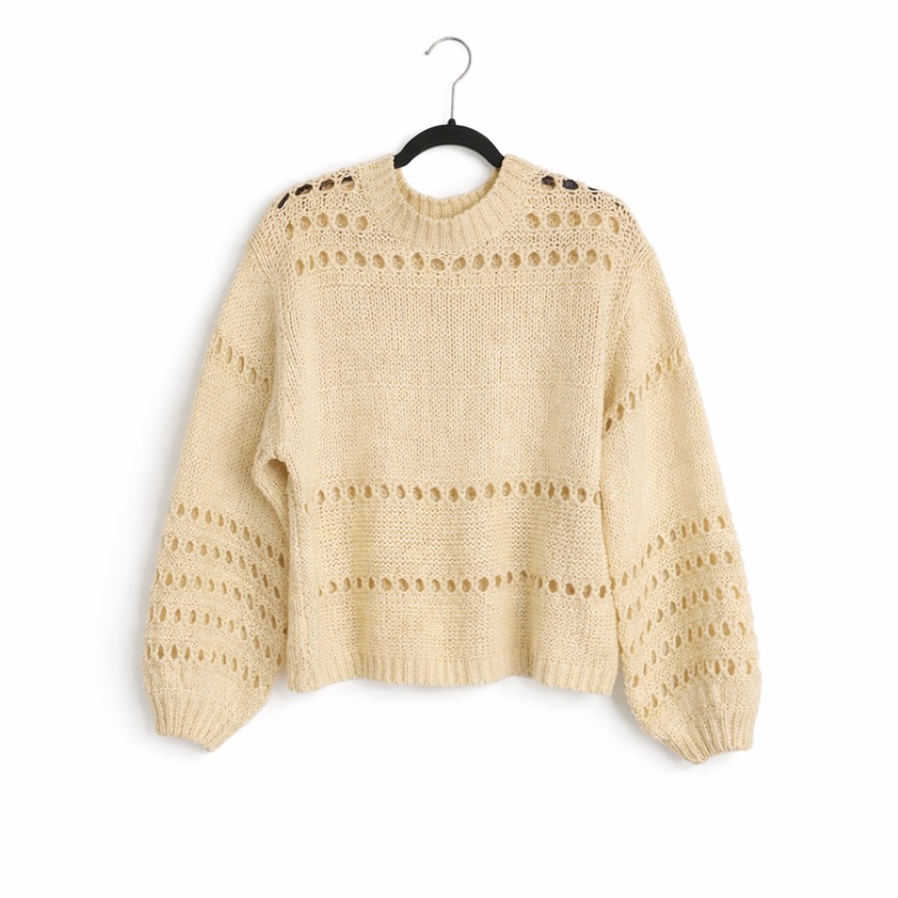 ✨ Vine & Love Open Knit Balloon Sleeve Pullover Sweater Size Small